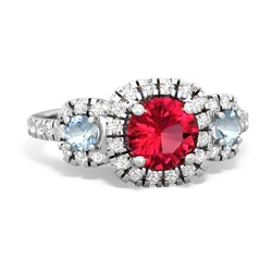 Lab Ruby Regal Halo 14K White Gold ring R5350