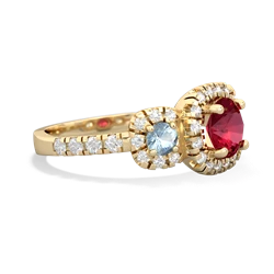 Lab Ruby Regal Halo 14K Yellow Gold ring R5350