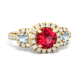 Lab Ruby Regal Halo 14K Yellow Gold ring R5350