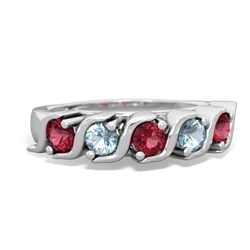 Lab Ruby Anniversary Band 14K White Gold ring R2089