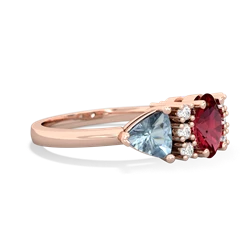 Lab Ruby Antique Style Three Stone 14K Rose Gold ring R2186