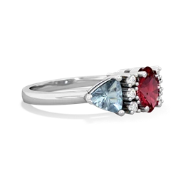 Lab Ruby Antique Style Three Stone 14K White Gold ring R2186