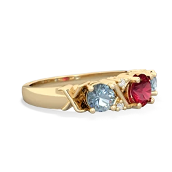 Lab Ruby Hugs And Kisses 14K Yellow Gold ring R5016