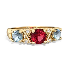 Lab Ruby Hugs And Kisses 14K Yellow Gold ring R5016