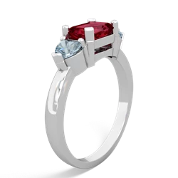 Lab Ruby Three Stone 14K White Gold ring R5235