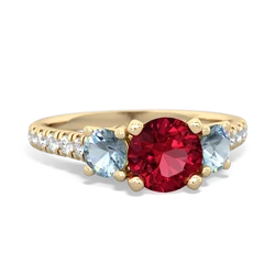 Lab Ruby Pave Trellis 14K Yellow Gold ring R5500