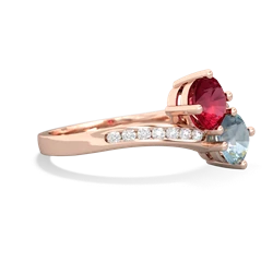 Lab Ruby Channel Set Two Stone 14K Rose Gold ring R5303