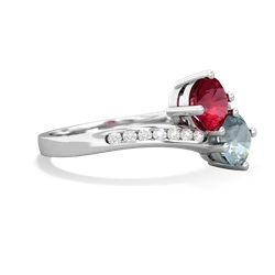 Lab Ruby Channel Set Two Stone 14K White Gold ring R5303