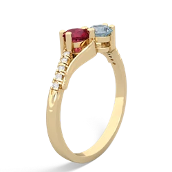 Lab Ruby Infinity Pave Two Stone 14K Yellow Gold ring R5285