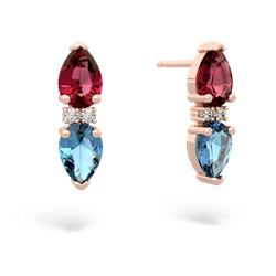 Lab Ruby Bowtie Drop 14K Rose Gold earrings E0865