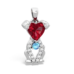 Lab Ruby Puppy Love 14K White Gold pendant P5800