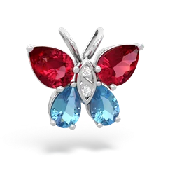 Lab Ruby Butterfly 14K White Gold pendant P2215