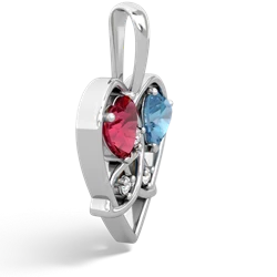 Lab Ruby Celtic Trinity Heart 14K White Gold pendant P5331