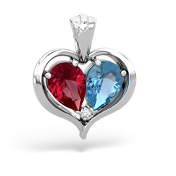 Lab Ruby Two Become One 14K White Gold pendant P5330