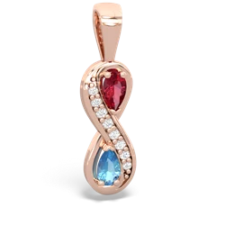 Lab Ruby Diamond Infinity 14K Rose Gold pendant P5390