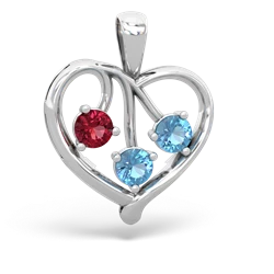 Lab Ruby Glowing Heart 14K White Gold pendant P2233