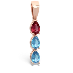 Lab Ruby Dew Drops 14K Rose Gold pendant P2251