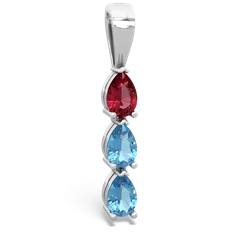 Lab Ruby Dew Drops 14K White Gold pendant P2251