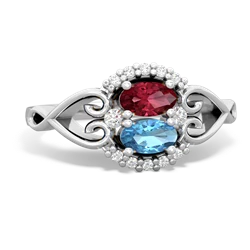 Lab Ruby Love Nest 14K White Gold ring R5860