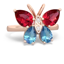 Lab Ruby Butterfly 14K Rose Gold ring R2215