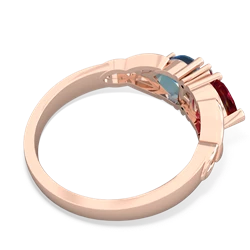 Lab Ruby Celtic Knot Double Heart 14K Rose Gold ring R5040