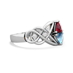 Lab Ruby Keepsake Celtic Knot 14K White Gold ring R5300