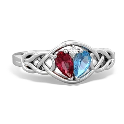 Lab Ruby Celtic Love Knot 14K White Gold ring R5420