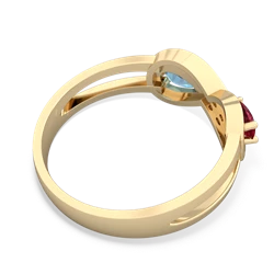 Lab Ruby Diamond Infinity 14K Yellow Gold ring R5390