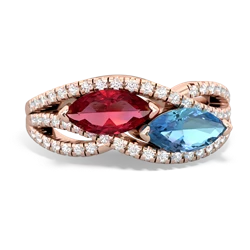 Lab Ruby Diamond Rivers 14K Rose Gold ring R3070