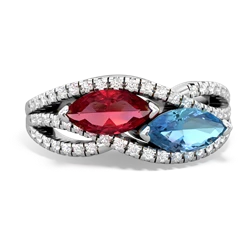 Lab Ruby Diamond Rivers 14K White Gold ring R3070