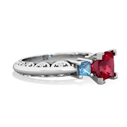 Lab Ruby Eternal Embrace Engagement 14K White Gold ring C2001