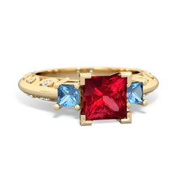 Lab Ruby Eternal Embrace Engagement 14K Yellow Gold ring C2001