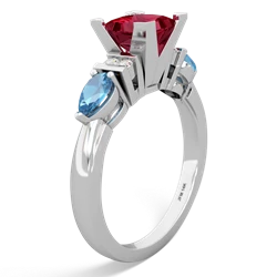 Lab Ruby 6Mm Princess Eternal Embrace Engagement 14K White Gold ring C2002