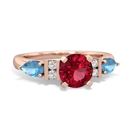 Lab Ruby 6Mm Round Eternal Embrace Engagement 14K Rose Gold ring R2005