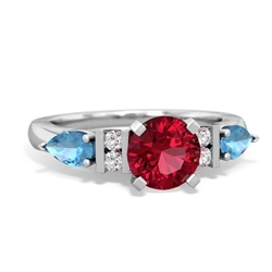 Lab Ruby 6Mm Round Eternal Embrace Engagement 14K White Gold ring R2005