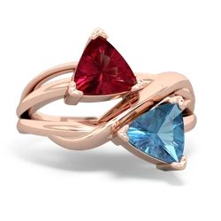 Lab Ruby Split Band Swirl 14K Rose Gold ring R2341