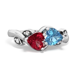 Lab Ruby Floral Elegance 14K White Gold ring R5790