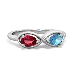 Lab Ruby Infinity 14K White Gold ring R5050