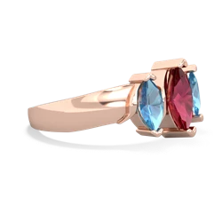 Lab Ruby Three Peeks 14K Rose Gold ring R2433