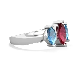 Lab Ruby Three Peeks 14K White Gold ring R2433