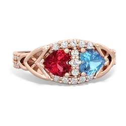 Lab Ruby Sparkling Celtic Knot 14K Rose Gold ring R2645