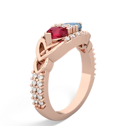 Lab Ruby Sparkling Celtic Knot 14K Rose Gold ring R2645