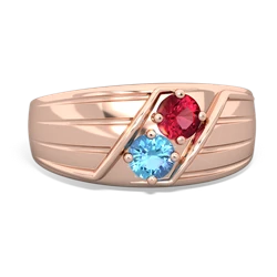 Lab Ruby Men's Streamline 14K Rose Gold ring R0460