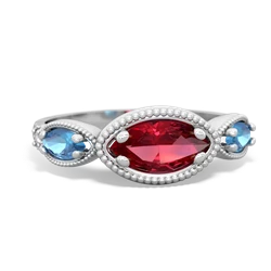 Lab Ruby Milgrain Marquise 14K White Gold ring R5700