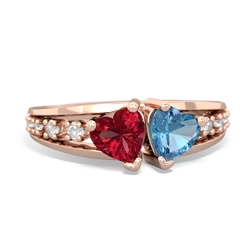 Lab Ruby Heart To Heart 14K Rose Gold ring R3342