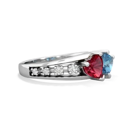 Lab Ruby Heart To Heart 14K White Gold ring R3342