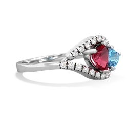 Lab Ruby Mother And Child 14K White Gold ring R3010