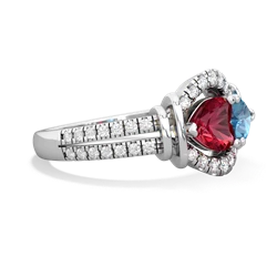 Lab Ruby Art-Deco Keepsake 14K White Gold ring R5630