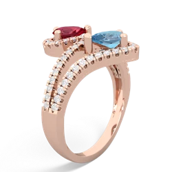 Lab Ruby Diamond Dazzler 14K Rose Gold ring R3000