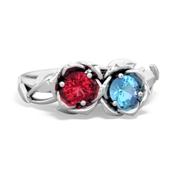 Lab Ruby Rose Garden 14K White Gold ring R5510